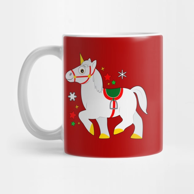 Unicorn Dressed for Christmas in the Snow by PenguinCornerStore